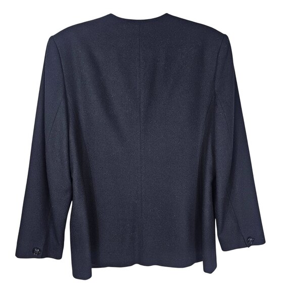 VTG Pendleton Wool Blazer Jacket 16 Black Virgin Wool Collarless Quiet Luxury - Picture 2 of 10